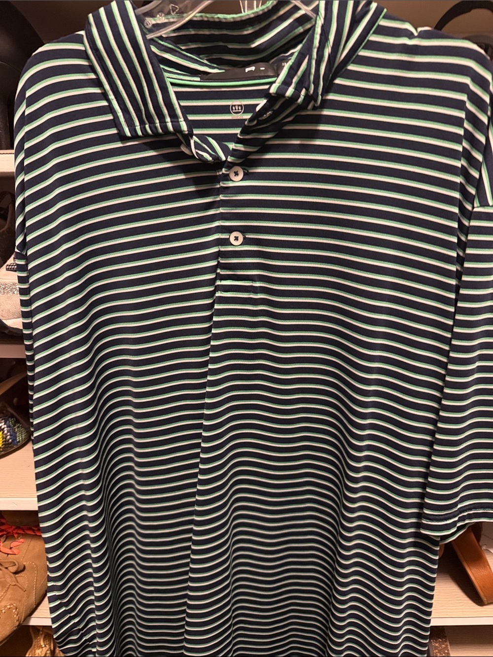 Ralph Lauren Navy Polo with White and Mint Stripes